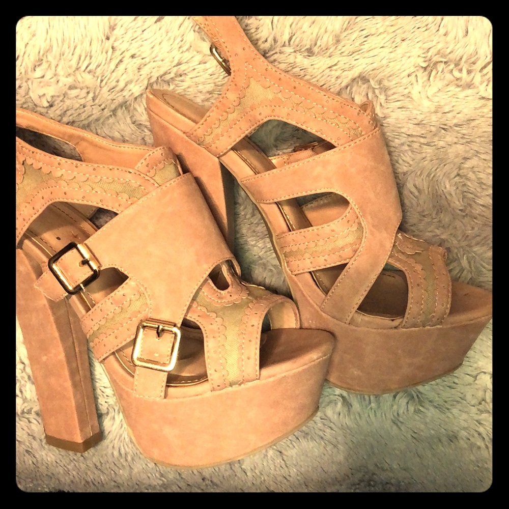 Blush pink platform heels